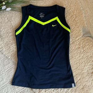 Nike Dri-fit Tennis/Pickleball Top Navy Blue/Green S
